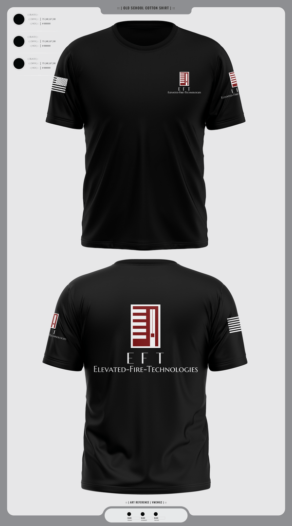 Old School Cotton Feel Shirt, Elevated Fire Technologies Inc, Fire Department, Teamtime, Team time, sublimation, custom sports apparel, team uniforms, spirit wear, spiritwear, sports uniforms, custom shirts, team store, custom team store, fundraiser sports, apparel fundraiser