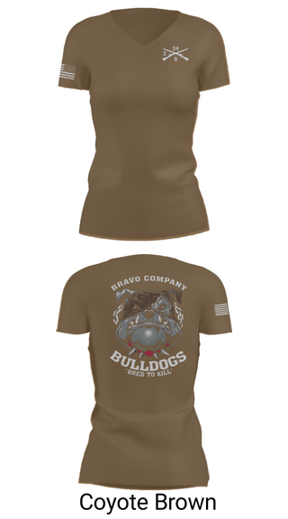 Women's Short Sleeve Vneck Shirt, B/3-34 Bulldogs, Army, Teamtime, Team time, sublimation, custom sports apparel, team uniforms, spirit wear, spiritwear, sports uniforms, custom shirts, team store, custom team store, fundraiser sports, apparel fundraiser