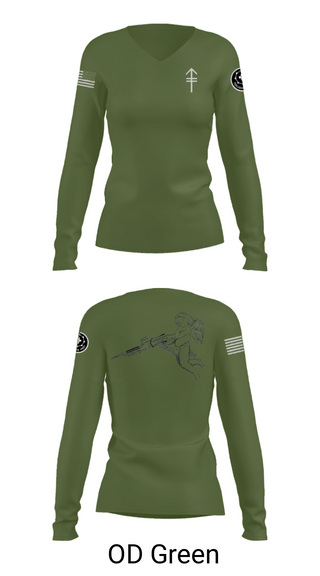 Women's Long Sleeve Vneck Shirt, 2/2 3rd PLT Weapon SquadE TRP 3RD PLT WEAPONS SQUAD, Army, Teamtime, Team time, sublimation, custom sports apparel, team uniforms, spirit wear, spiritwear, sports uniforms, custom shirts, team store, custom team store, fundraiser sports, apparel fundraiser