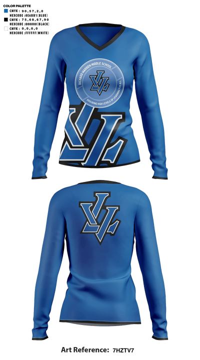 Warren Middle School Cheer 20624892 Women's Long Sleeve V-neck Shirt - 41