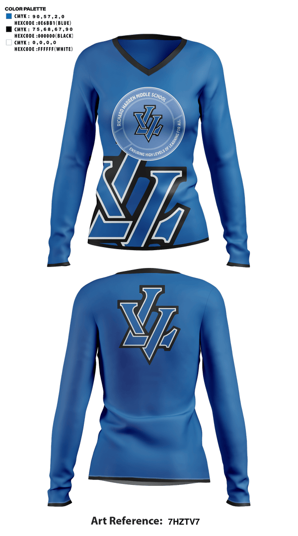 Womens Long Sleeve Vneck Shirt, Warren Middle School Cheer, Cheer, Teamtime, Team time, sublimation, custom sports apparel, team uniforms, spirit wear, spiritwear, sports uniforms, custom shirts, team store, custom team store, fundraiser sports, apparel fundraiser
