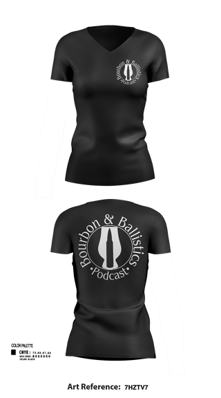 Womens Short Sleeve Vneck Shirt, Bpurbon and Ballistics Podcast, , Teamtime, Team time, sublimation, custom sports apparel, team uniforms, spirit wear, spiritwear, sports uniforms, custom shirts, team store, custom team store, fundraiser sports, apparel fundraiser