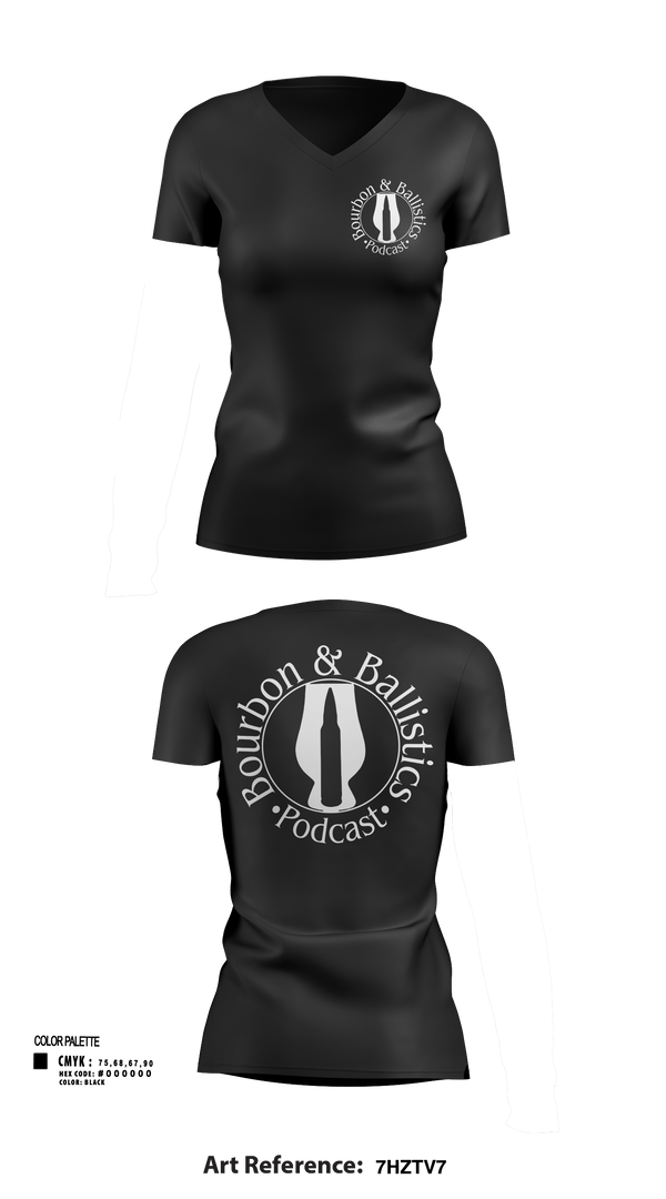 Womens Short Sleeve Vneck Shirt, Bpurbon and Ballistics Podcast, , Teamtime, Team time, sublimation, custom sports apparel, team uniforms, spirit wear, spiritwear, sports uniforms, custom shirts, team store, custom team store, fundraiser sports, apparel fundraiser