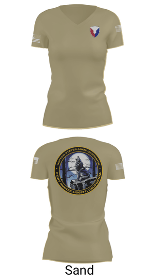 Women's Short Sleeve Vneck Shirt, USAG Fort Hunter Liggett, Army, Teamtime, Team time, sublimation, custom sports apparel, team uniforms, spirit wear, spiritwear, sports uniforms, custom shirts, team store, custom team store, fundraiser sports, apparel fundraiser