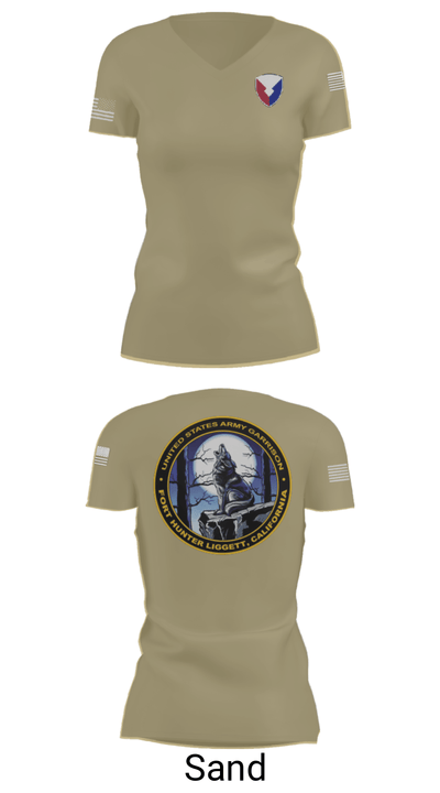 USAG Fort Hunter Liggett 63264859 Women's Short Sleeve V-neck Shirt - 44