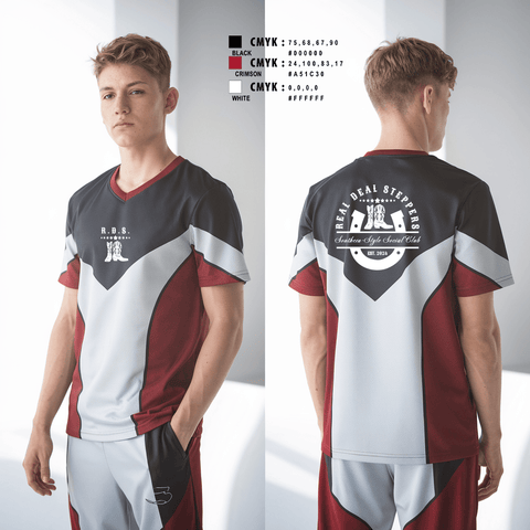 Womens Short Sleeve Vneck Shirt, Real Deal Steppers, Spirit Store, Teamtime, Team time, sublimation, custom sports apparel, team uniforms, spirit wear, spiritwear, sports uniforms, custom shirts, team store, custom team store, fundraiser sports, apparel fundraiser