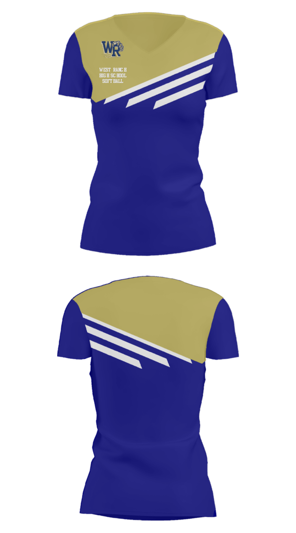 Women's Short Sleeve Vneck Shirt, West Ranch High School Softball, Softball, Teamtime, Team time, sublimation, custom sports apparel, team uniforms, spirit wear, spiritwear, sports uniforms, custom shirts, team store, custom team store, fundraiser sports, apparel fundraiser