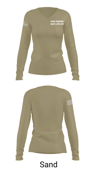 Womens Long Sleeve Vneck Shirt, USS GREEN BAY LPD 20, Navy, Teamtime, Team time, sublimation, custom sports apparel, team uniforms, spirit wear, spiritwear, sports uniforms, custom shirts, team store, custom team store, fundraiser sports, apparel fundraiser