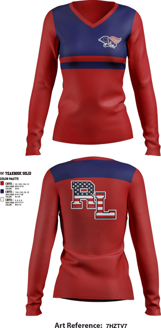 Womens Long Sleeve Vneck Shirt, Red Land High School Cheer, Cheer, Teamtime, Team time, sublimation, custom sports apparel, team uniforms, spirit wear, spiritwear, sports uniforms, custom shirts, team store, custom team store, fundraiser sports, apparel fundraiser