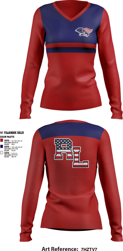 Red Land High School Cheer 15135168 Women's Long Sleeve V-neck Shirt - 1
