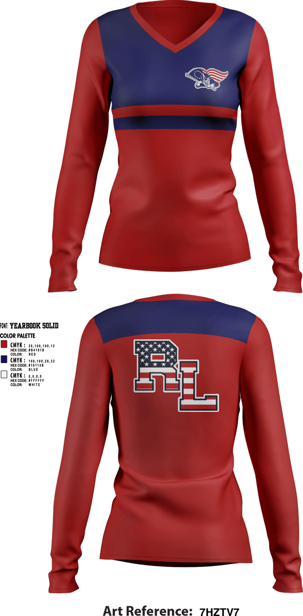 Womens Long Sleeve Vneck Shirt, Red Land High School Cheer, Cheer, Teamtime, Team time, sublimation, custom sports apparel, team uniforms, spirit wear, spiritwear, sports uniforms, custom shirts, team store, custom team store, fundraiser sports, apparel fundraiser