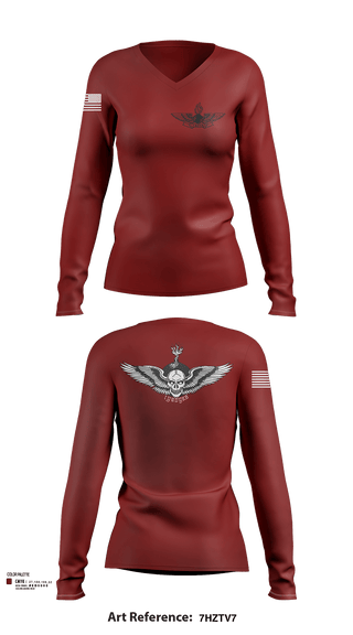 Womens Long Sleeve Vneck Shirt, USS AMERICA, Navy, Teamtime, Team time, sublimation, custom sports apparel, team uniforms, spirit wear, spiritwear, sports uniforms, custom shirts, team store, custom team store, fundraiser sports, apparel fundraiser
