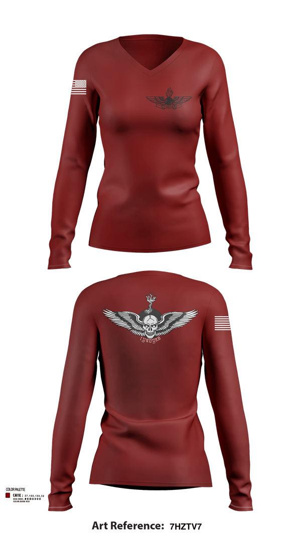 Womens Long Sleeve Vneck Shirt, USS AMERICA, Navy, Teamtime, Team time, sublimation, custom sports apparel, team uniforms, spirit wear, spiritwear, sports uniforms, custom shirts, team store, custom team store, fundraiser sports, apparel fundraiser