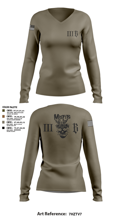 3B 1-325 AIR, 2BCT, 82ND ABN DIV 78191368 Women's Long Sleeve V-neck Shirt - 111