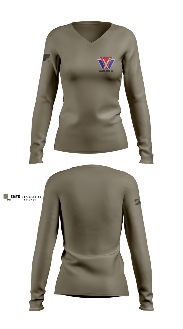 Womens Long Sleeve Vneck Shirt 1, , Army, Teamtime, Team time, sublimation, custom sports apparel, team uniforms, spirit wear, spiritwear, sports uniforms, custom shirts, team store, custom team store, fundraiser sports, apparel fundraiser