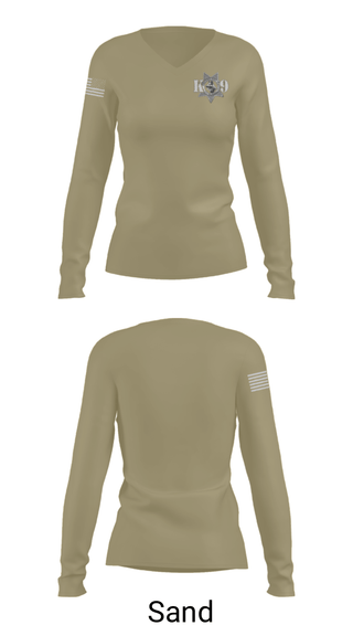 Womens Long Sleeve Vneck Shirt, Fresno Police Department K9 Unit, Police, Teamtime, Team time, sublimation, custom sports apparel, team uniforms, spirit wear, spiritwear, sports uniforms, custom shirts, team store, custom team store, fundraiser sports, apparel fundraiser