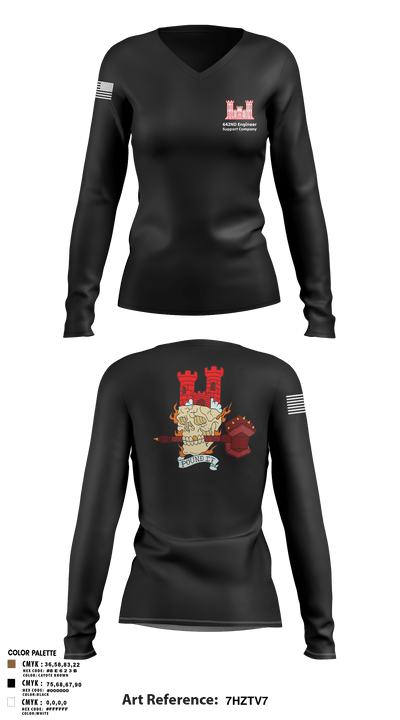642nd Engineer Support Company 94077997 Women's Long Sleeve V-neck Shirt - 3