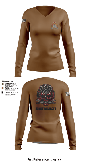 Womens Long Sleeve Vneck Shirt, 531st Hospital Center, Army, Teamtime, Team time, sublimation, custom sports apparel, team uniforms, spirit wear, spiritwear, sports uniforms, custom shirts, team store, custom team store, fundraiser sports, apparel fundraiser