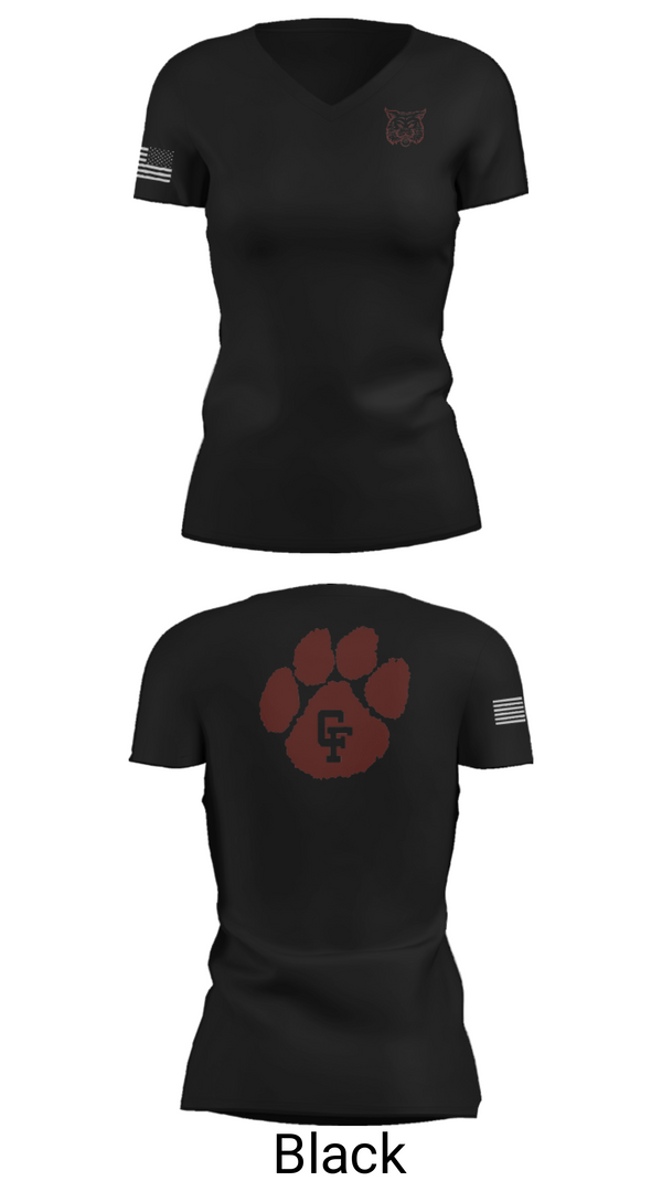 Women's Short Sleeve Vneck Shirt, Cy-Fair High School Track, Track & Field, Teamtime, Team time, sublimation, custom sports apparel, team uniforms, spirit wear, spiritwear, sports uniforms, custom shirts, team store, custom team store, fundraiser sports, apparel fundraiser