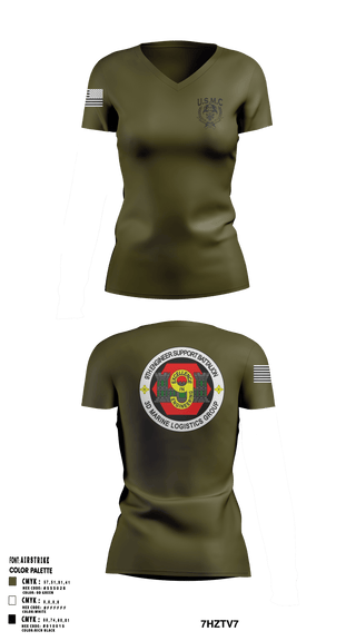 Womens Short Sleeve Vneck Shirt, 9th Engineer Support Company, Marines, Teamtime, Team time, sublimation, custom sports apparel, team uniforms, spirit wear, spiritwear, sports uniforms, custom shirts, team store, custom team store, fundraiser sports, apparel fundraiser