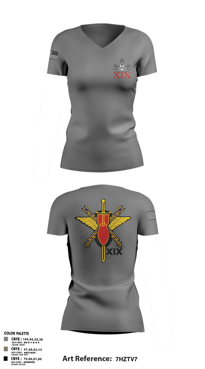 19th EOD 62274073 Women's Short Sleeve V-neck Shirt - 1