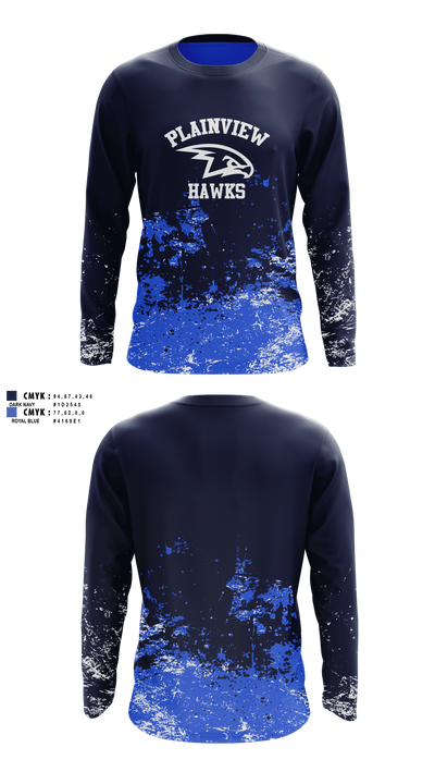 Plainview Hawks 8354559 Long Sleeve Performance Shirt 14