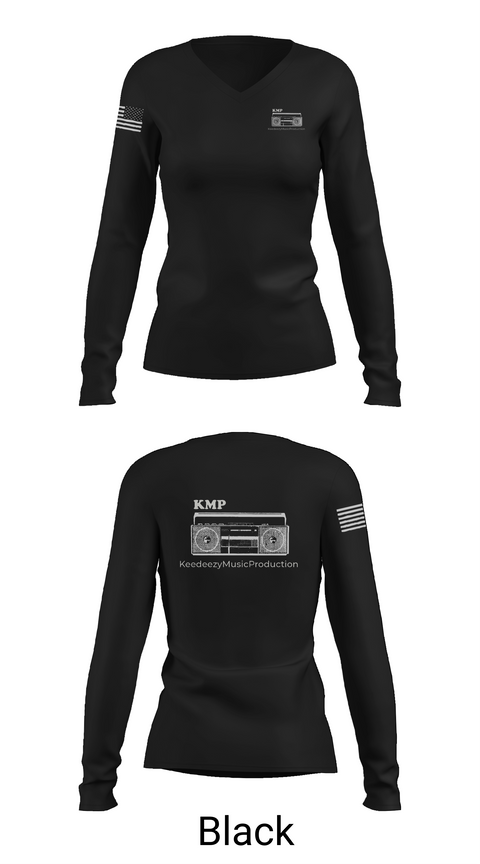 Womens Long Sleeve Vneck Shirt, Keedeezy Music Production, , Teamtime, Team time, sublimation, custom sports apparel, team uniforms, spirit wear, spiritwear, sports uniforms, custom shirts, team store, custom team store, fundraiser sports, apparel fundraiser
