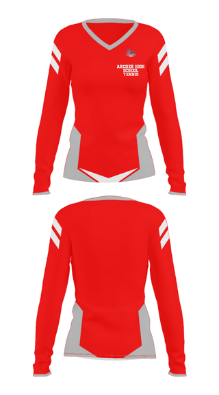 Women's Long Sleeve Vneck Shirt, Archer High School Tennis, Tennis, Teamtime, Team time, sublimation, custom sports apparel, team uniforms, spirit wear, spiritwear, sports uniforms, custom shirts, team store, custom team store, fundraiser sports, apparel fundraiser