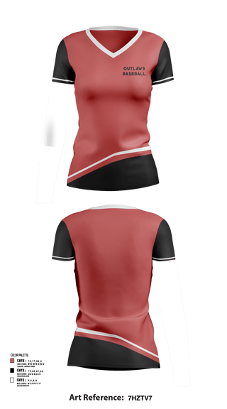 Womens Short Sleeve Vneck Shirt, Outlaws, Baseball, Teamtime, Team time, sublimation, custom sports apparel, team uniforms, spirit wear, spiritwear, sports uniforms, custom shirts, team store, custom team store, fundraiser sports, apparel fundraiser