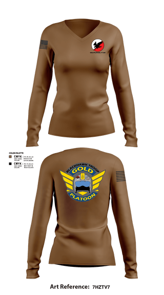 Womens Long Sleeve Vneck Shirt 1, 1/7 CAV, Army, Teamtime, Team time, sublimation, custom sports apparel, team uniforms, spirit wear, spiritwear, sports uniforms, custom shirts, team store, custom team store, fundraiser sports, apparel fundraiser