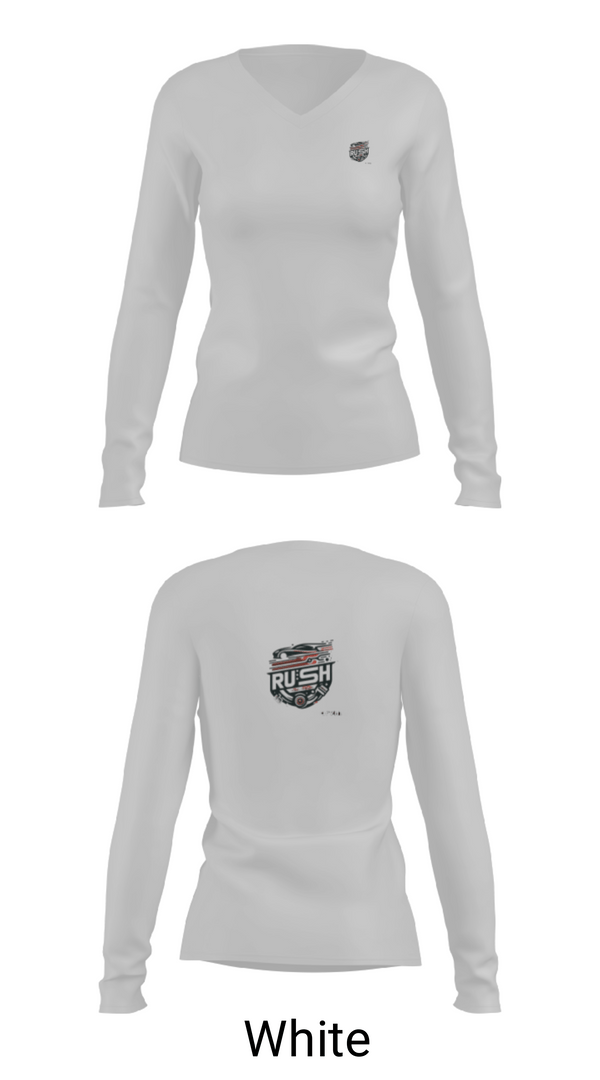 Women's Long Sleeve Vneck Shirt, Rush auto detail, , Teamtime, Team time, sublimation, custom sports apparel, team uniforms, spirit wear, spiritwear, sports uniforms, custom shirts, team store, custom team store, fundraiser sports, apparel fundraiser