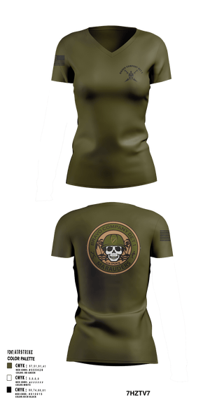Womens Short Sleeve Vneck Shirt, Bravo Company Det 1 Recruiting and Retention Battalion, National Guard, Teamtime, Team time, sublimation, custom sports apparel, team uniforms, spirit wear, spiritwear, sports uniforms, custom shirts, team store, custom team store, fundraiser sports, apparel fundraiser