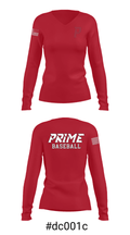 Prime Baseball 2428515 Women's Long Sleeve V-neck Shirt - 20