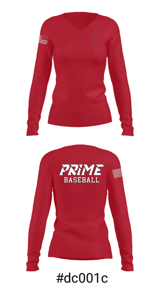 Women's Long Sleeve Vneck Shirt, Prime Baseball, Baseball, Teamtime, Team time, sublimation, custom sports apparel, team uniforms, spirit wear, spiritwear, sports uniforms, custom shirts, team store, custom team store, fundraiser sports, apparel fundraiser