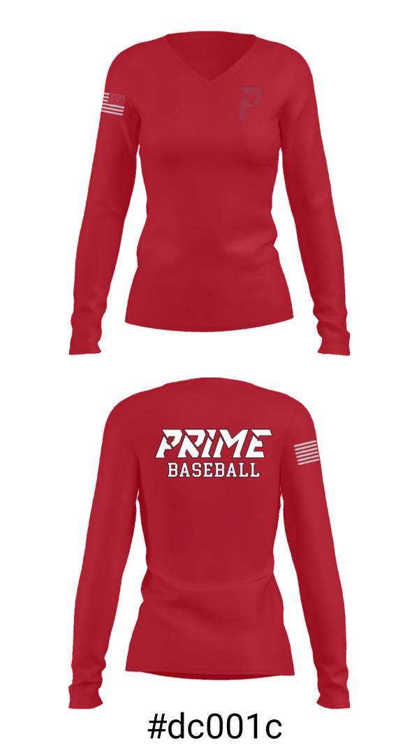 Women's Long Sleeve Vneck Shirt, Prime Baseball, Baseball, Teamtime, Team time, sublimation, custom sports apparel, team uniforms, spirit wear, spiritwear, sports uniforms, custom shirts, team store, custom team store, fundraiser sports, apparel fundraiser