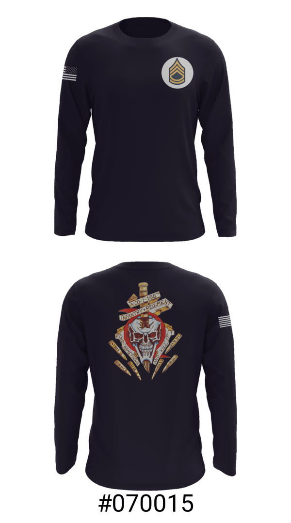 Long Sleeve Performance Shirt, A Co 1/155 INF, Army, Teamtime, Team time, sublimation, custom sports apparel, team uniforms, spirit wear, spiritwear, sports uniforms, custom shirts, team store, custom team store, fundraiser sports, apparel fundraiser