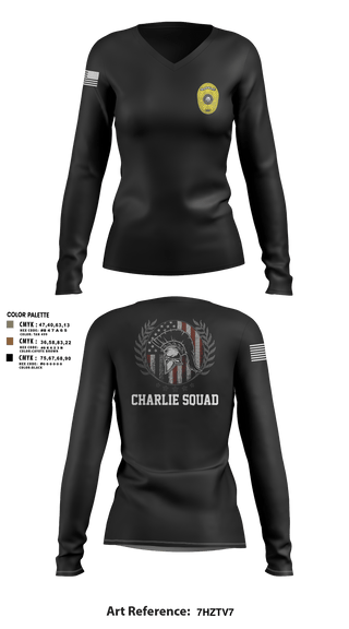 Womens Long Sleeve Vneck Shirt, Charlie SquadCharlie SquadCNT (Crisis Negotiation Team), Police, Teamtime, Team time, sublimation, custom sports apparel, team uniforms, spirit wear, spiritwear, sports uniforms, custom shirts, team store, custom team store, fundraiser sports, apparel fundraiser