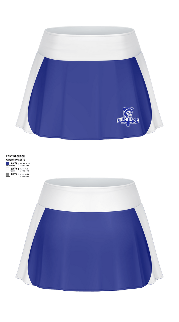 Skort, Orland Jr Trojans Cheer, Cheer, Teamtime, Team time, sublimation, custom sports apparel, team uniforms, spirit wear, spiritwear, sports uniforms, custom shirts, team store, custom team store, fundraiser sports, apparel fundraiser