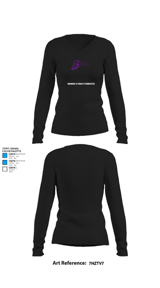 Womens Long Sleeve Vneck Shirt 1, Branson Ultimate Gymnastics, Spirit Store, Teamtime, Team time, sublimation, custom sports apparel, team uniforms, spirit wear, spiritwear, sports uniforms, custom shirts, team store, custom team store, fundraiser sports, apparel fundraiser