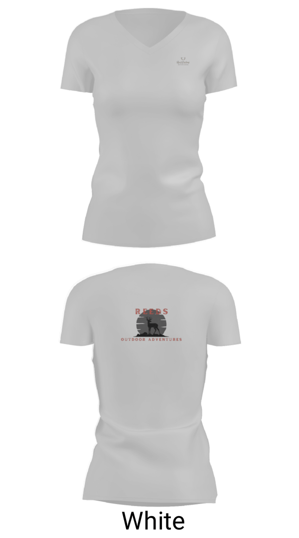 Women's Short Sleeve Vneck Shirt, Reeds Outdoor Adventures, , Teamtime, Team time, sublimation, custom sports apparel, team uniforms, spirit wear, spiritwear, sports uniforms, custom shirts, team store, custom team store, fundraiser sports, apparel fundraiser