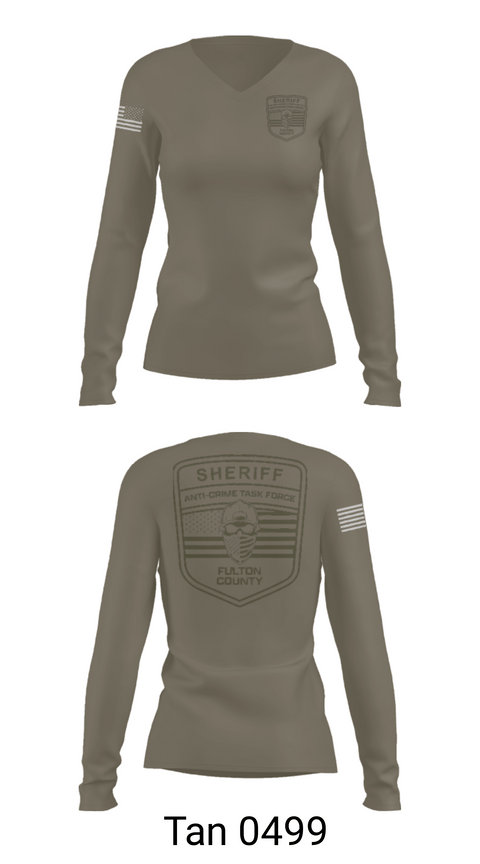 Womens Long Sleeve Vneck Shirt, Fulton County Anti-Crime Task Force, , Teamtime, Team time, sublimation, custom sports apparel, team uniforms, spirit wear, spiritwear, sports uniforms, custom shirts, team store, custom team store, fundraiser sports, apparel fundraiser