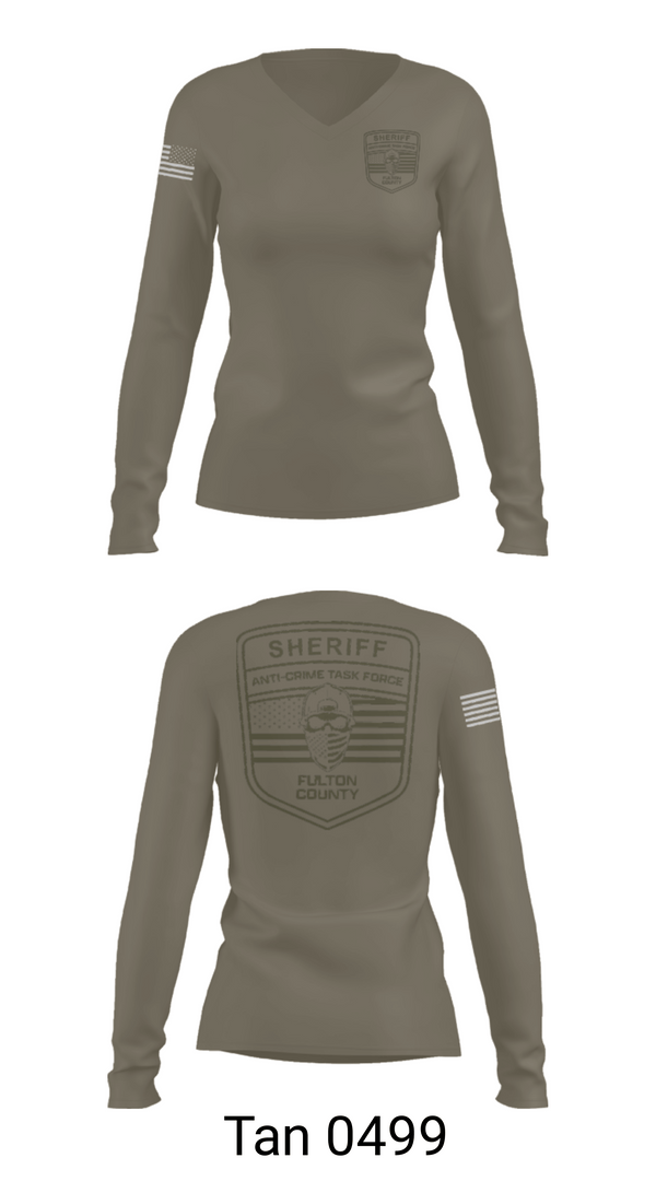 Womens Long Sleeve Vneck Shirt, Fulton County Anti-Crime Task Force, , Teamtime, Team time, sublimation, custom sports apparel, team uniforms, spirit wear, spiritwear, sports uniforms, custom shirts, team store, custom team store, fundraiser sports, apparel fundraiser