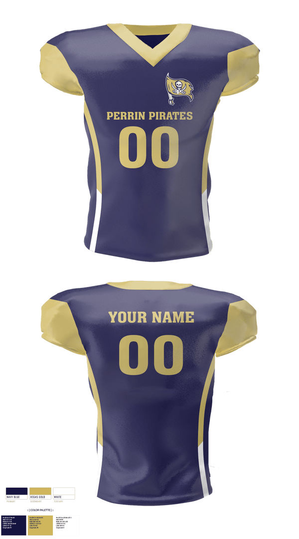 Football Jersey, Perrin Pirates, Football, Teamtime, Team time, sublimation, custom sports apparel, team uniforms, spirit wear, spiritwear, sports uniforms, custom shirts, team store, custom team store, fundraiser sports, apparel fundraiser