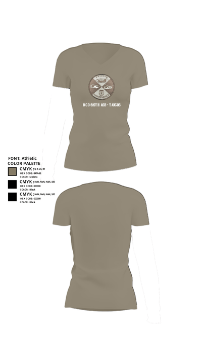 B Co 615th ASB - Tangos 38236769 Women's Short Sleeve V-neck Shirt - 64