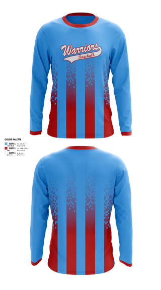 Long Sleeve Performance Shirt, Warriors baseball, Baseball, Teamtime, Team time, sublimation, custom sports apparel, team uniforms, spirit wear, spiritwear, sports uniforms, custom shirts, team store, custom team store, fundraiser sports, apparel fundraiser