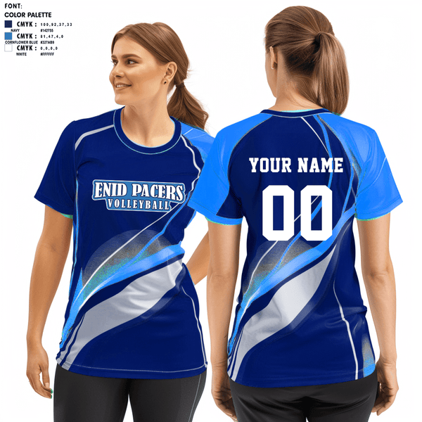 Womens Short Sleeve Vneck Shirt, Enid Pacers, Women's Volleyball, Teamtime, Team time, sublimation, custom sports apparel, team uniforms, spirit wear, spiritwear, sports uniforms, custom shirts, team store, custom team store, fundraiser sports, apparel fundraiser