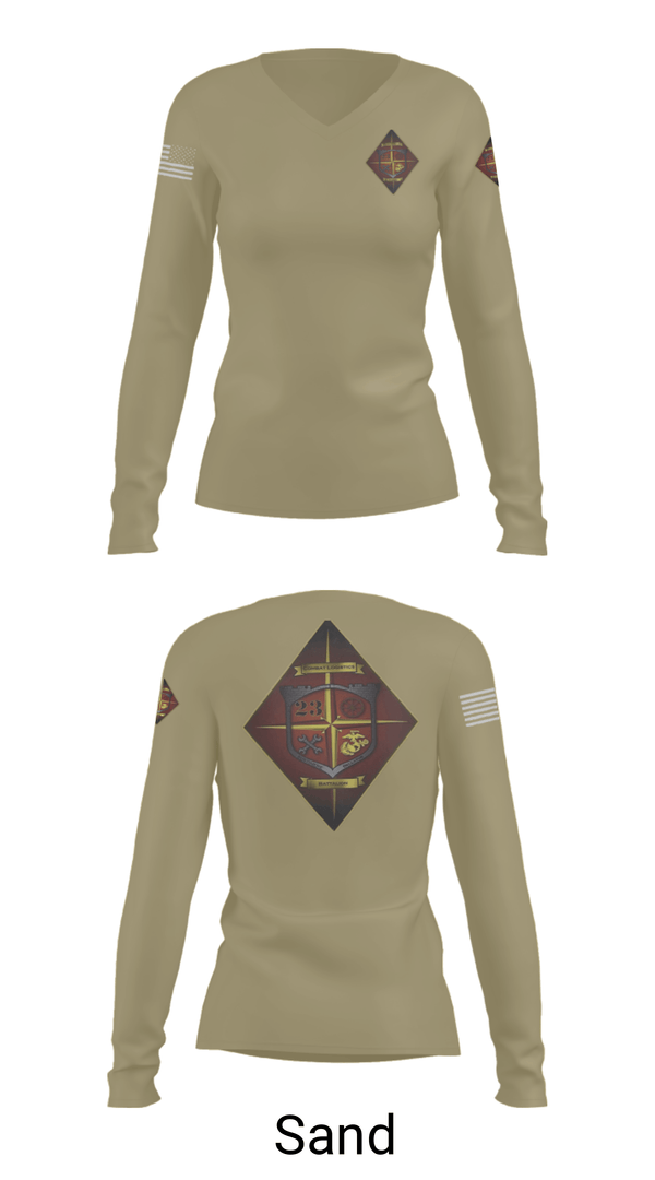 Women's Long Sleeve Vneck Shirt, Transportation service company, Marines, Teamtime, Team time, sublimation, custom sports apparel, team uniforms, spirit wear, spiritwear, sports uniforms, custom shirts, team store, custom team store, fundraiser sports, apparel fundraiser