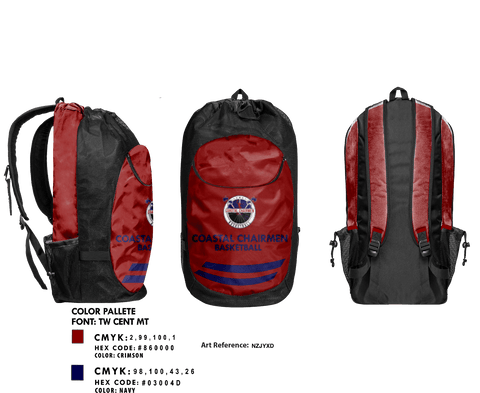Gear Bag, Coastal Chairmen, Men's Basketball, Teamtime, Team time, sublimation, custom sports apparel, team uniforms, spirit wear, spiritwear, sports uniforms, custom shirts, team store, custom team store, fundraiser sports, apparel fundraiser