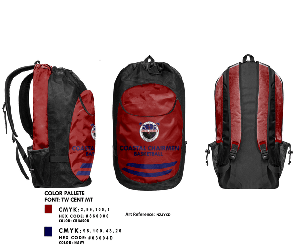 Gear Bag, Coastal Chairmen, Men's Basketball, Teamtime, Team time, sublimation, custom sports apparel, team uniforms, spirit wear, spiritwear, sports uniforms, custom shirts, team store, custom team store, fundraiser sports, apparel fundraiser