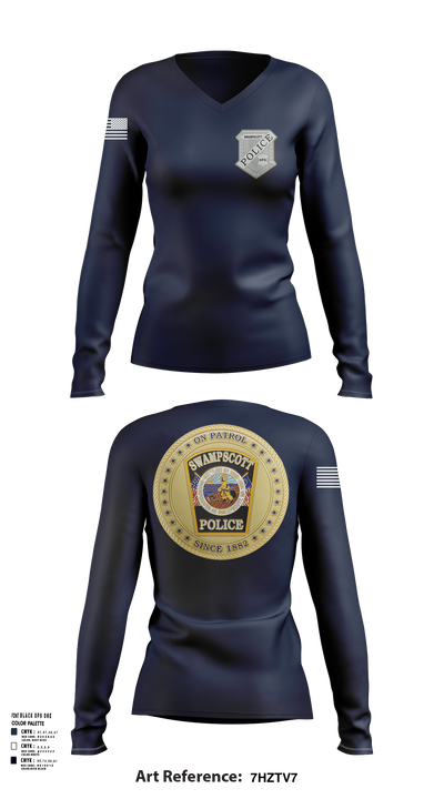 Swampscott Police 55581807 Women's Long Sleeve V-neck Shirt - 118